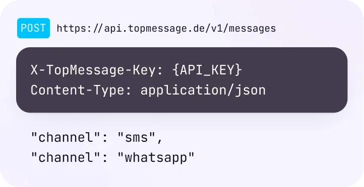 Messages-API-Anfrage für SMS und WhatsApp
