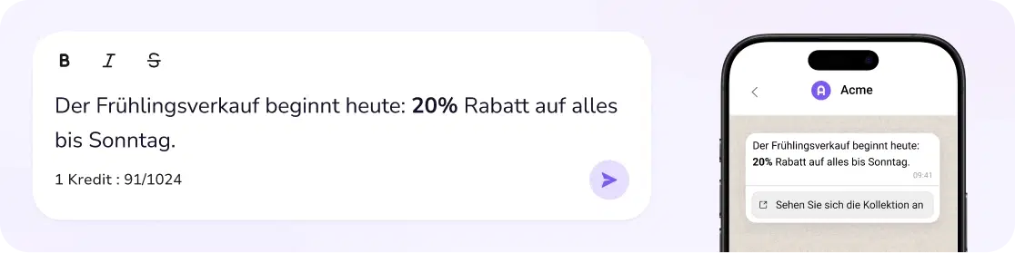 Nachricht einer Frühlingsverkaufs-Kampagne auf einem Smartphone