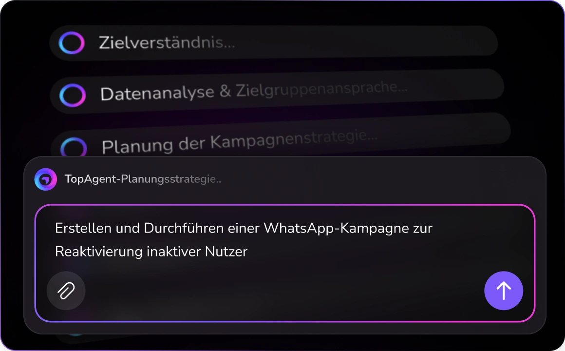Screenshot des Bildschirms zur Erstellung von WhatsApp-Kampagnen in TopMessage.