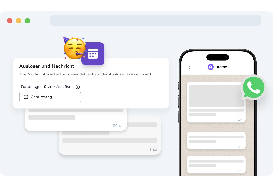 Screenshot der Seite für datumsbasierte WhatsApp-Kampagnen in TopMessage.