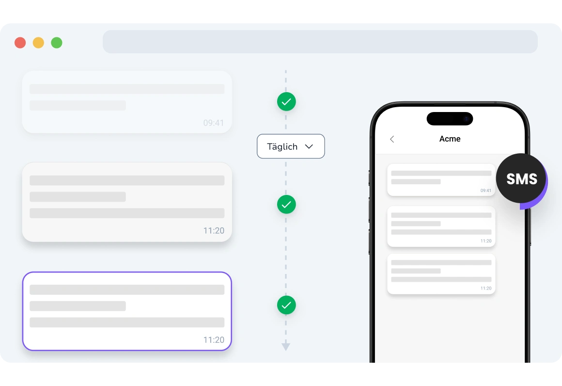 Screenshot der Seite für wiederkehrende SMS-Kampagnen in TopMessage.