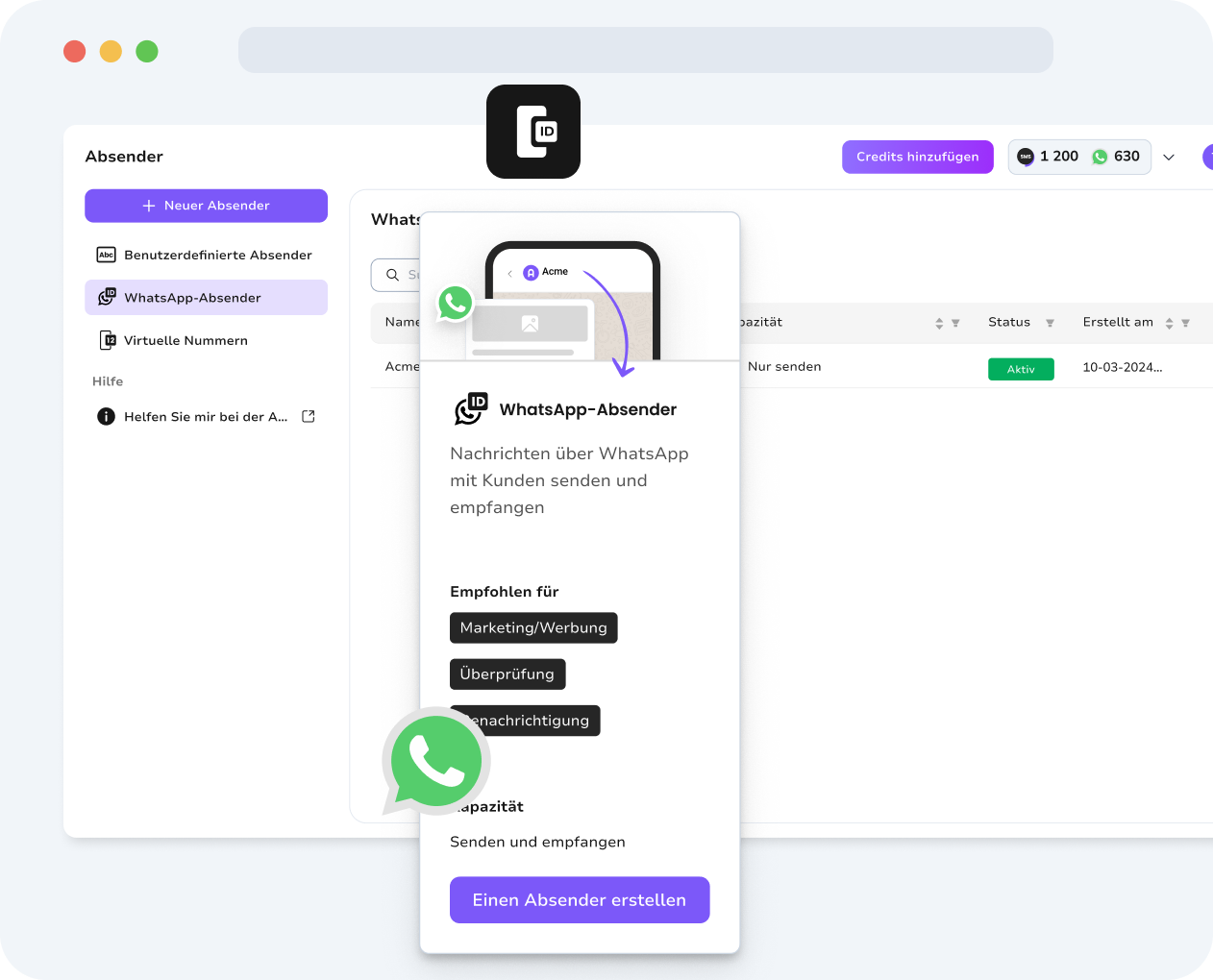 WhatsApp-Vorschau mit Kundenerinnerung