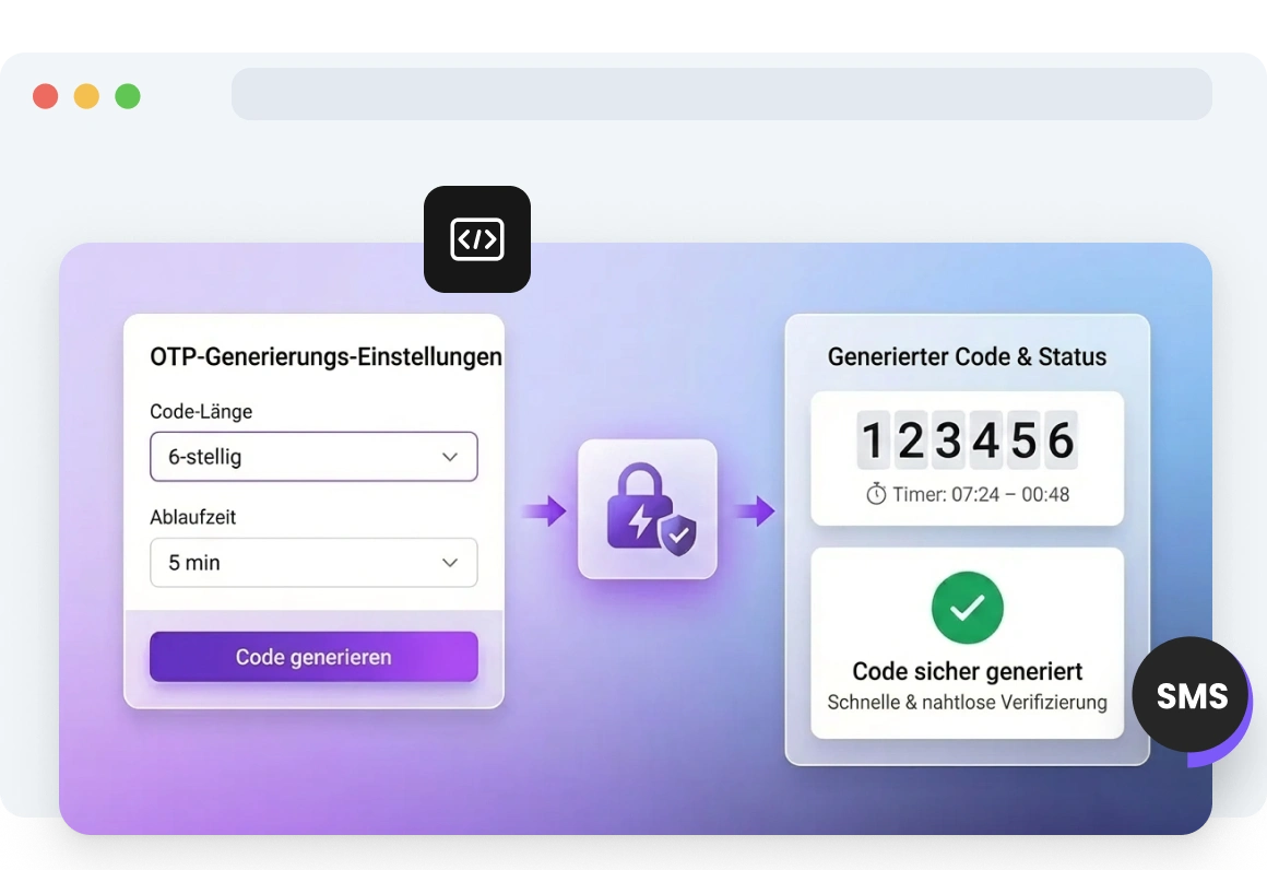 Screenshot der Seite zur OTP-Code-Generierung von TopMessage.