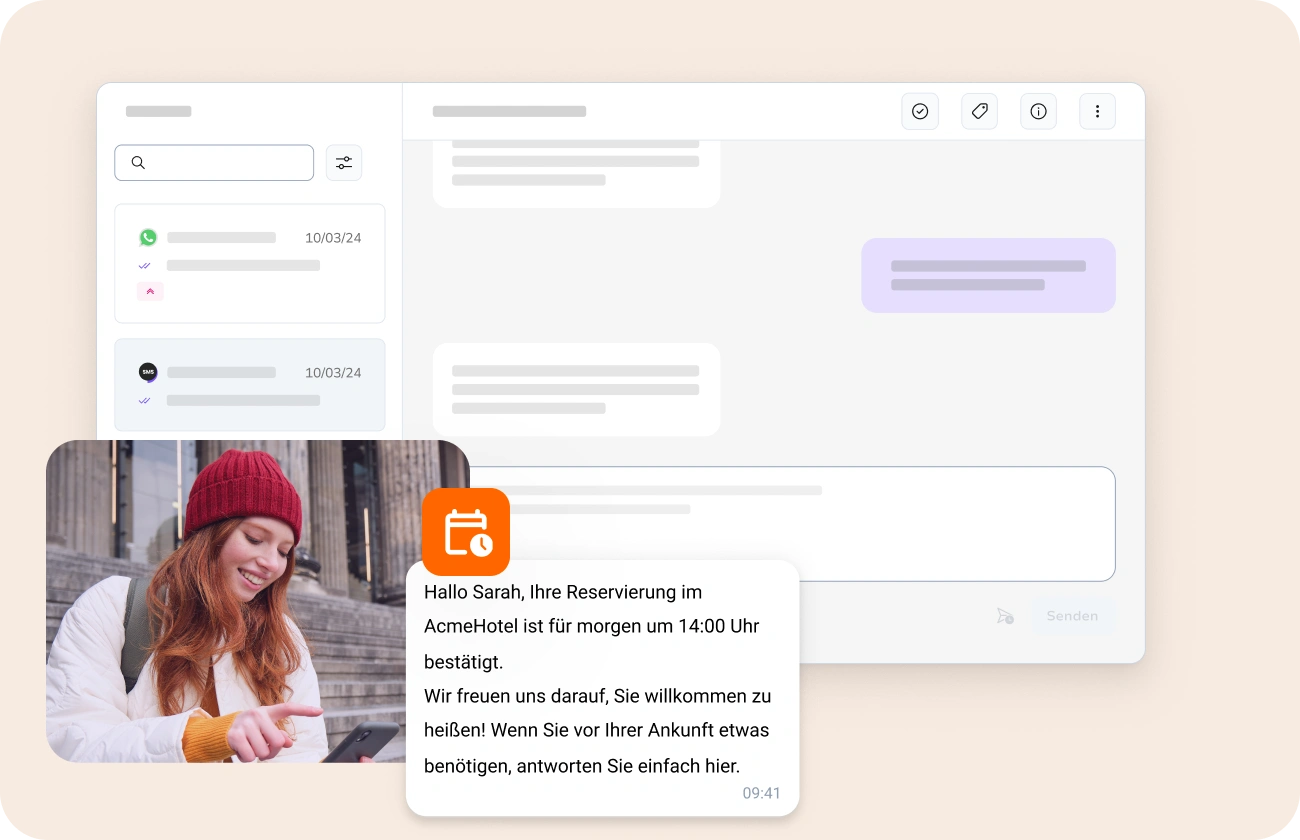 Hotelmitarbeiter kommunizieren mit Gästen per SMS und WhatsApp, um das Gästeerlebnis zu verbessern und sofortige Informationen bereitzustellen
