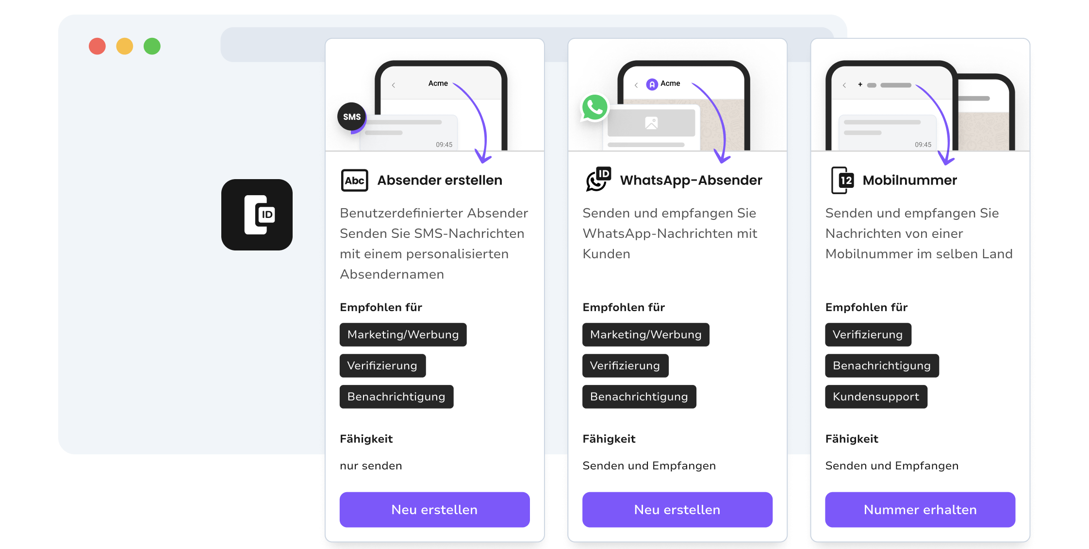 Screenshot der Absenderseite von TopMessage
