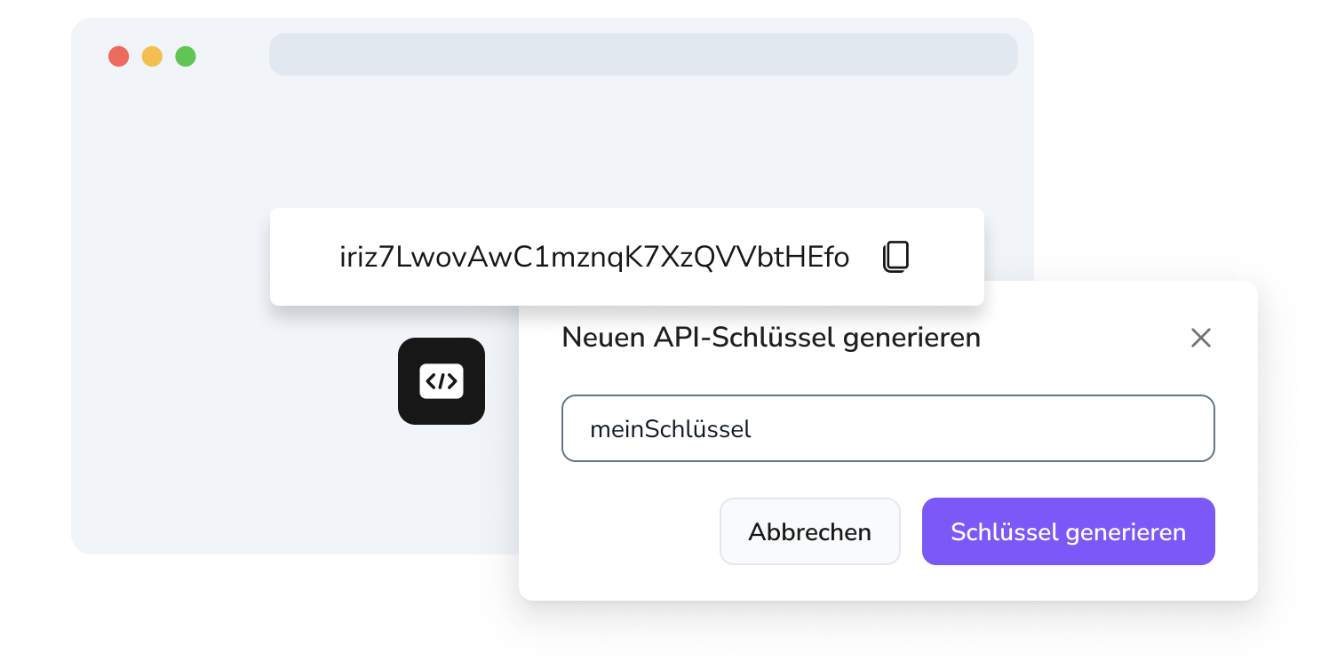 Screenshot der Seite zur Erstellung von API-Schlüsseln bei TopMessage.