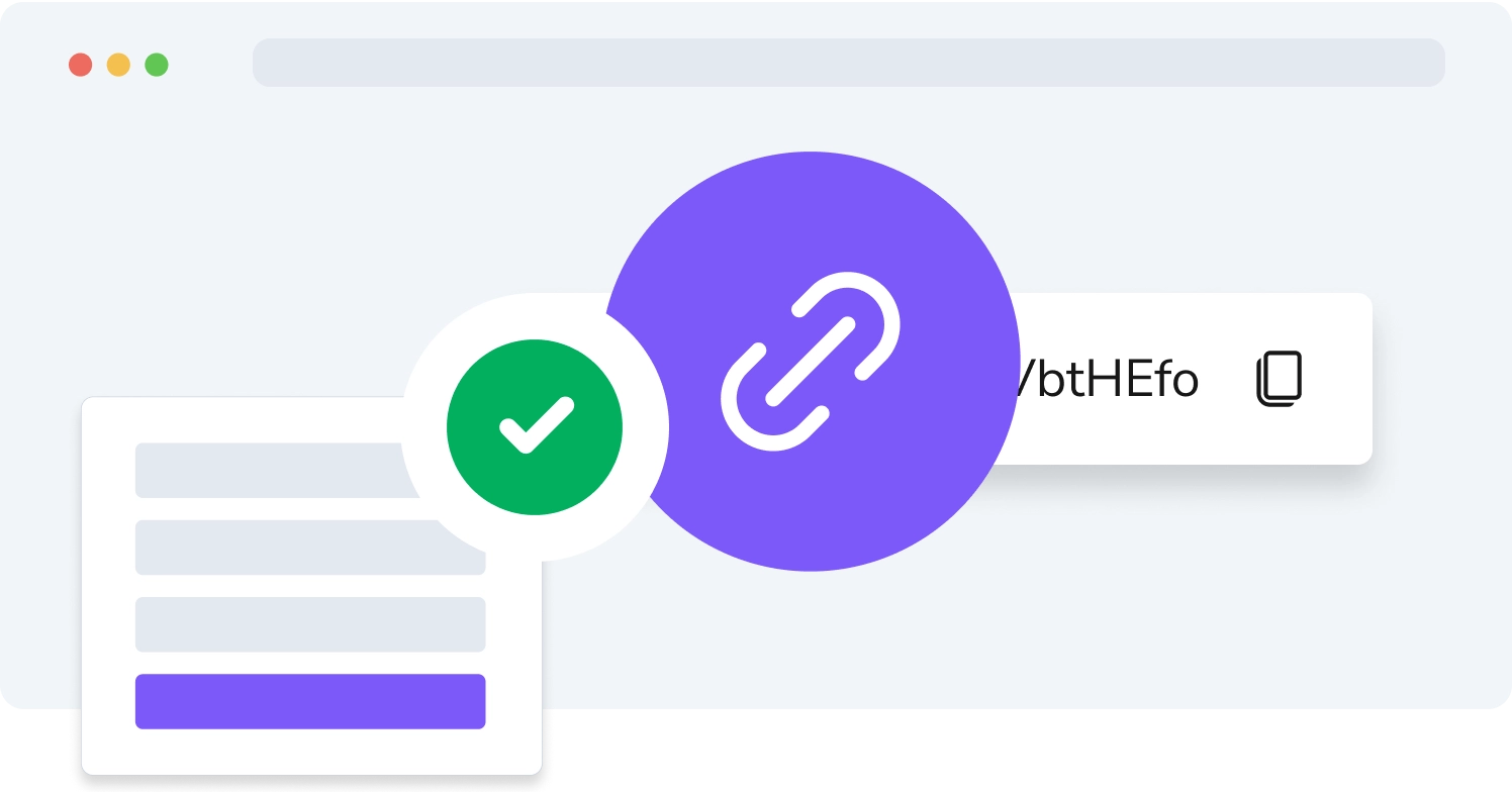 Symbol des Partnerprogramms mit einem Handcursor, der auf einen Link klickt, und einem violetten Pfeil, der das Teilen von Links symbolisiert.
