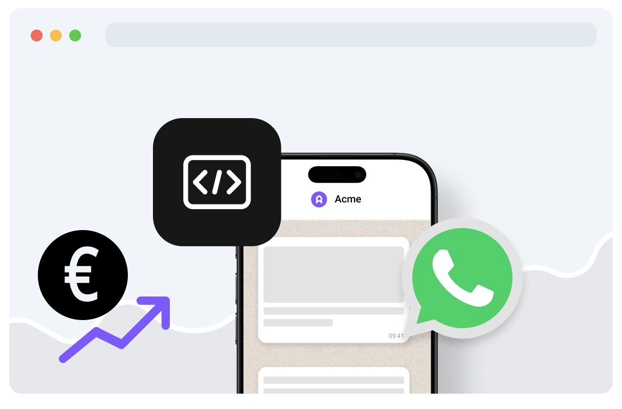 Mobiltelefon mit SMS- und Lautsprechersymbolen, daneben Euro-Symbol und Aufwärtspfeil, die SMS-Marketing und Umsatzwachstum darstellen